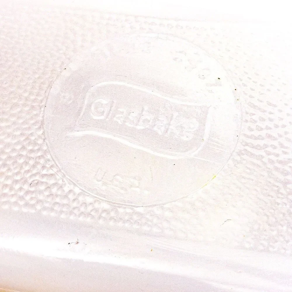 1960’s VTG Glasbake J522 1.5 Quart Milk Glass Loaf Pan Green Herb Pattern